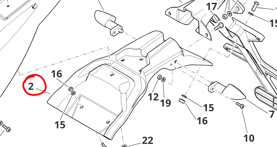 SUPPORT/BAVETTE ARRIÈRE FANTIC XM/XE 50 2021-2022