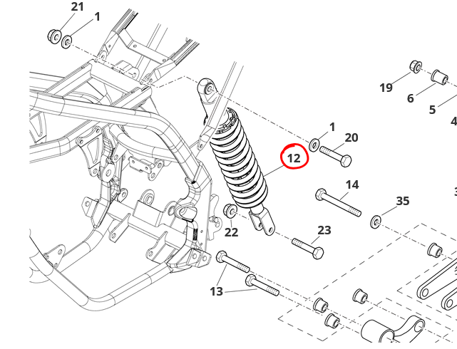 AMORTISSEUR ARRIÈRE ORIGINE FANTIC 50/125